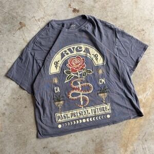 RVCA Balance of Opposites Past Present Future Rose Snake Graphic T-Shirt Small